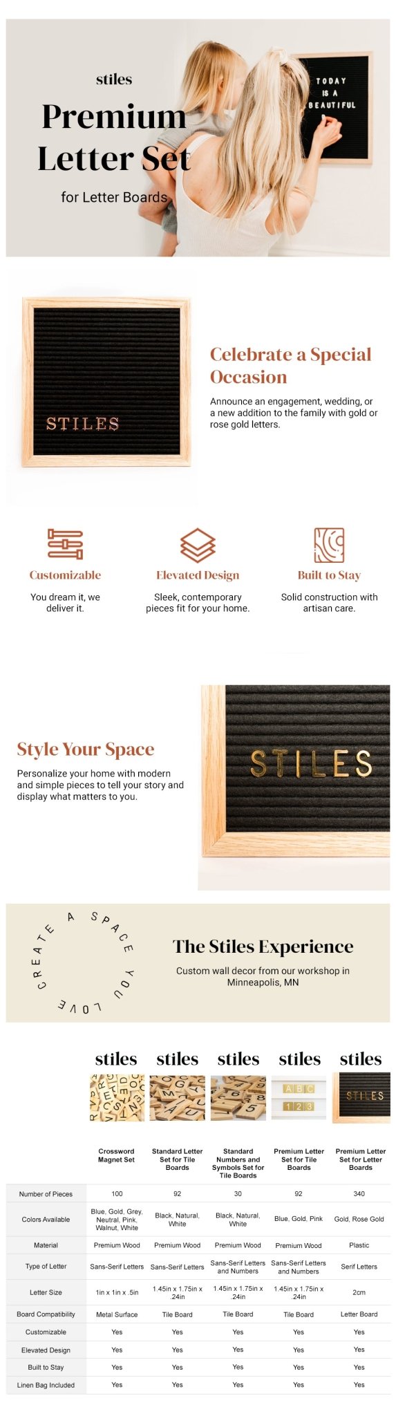 Standard Tile Letter Set for Tile Boards