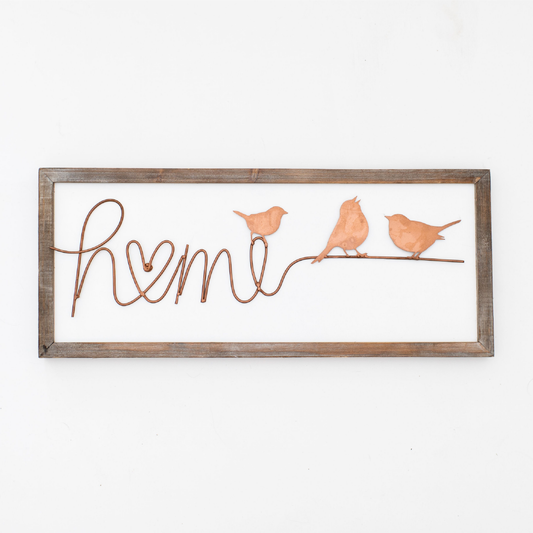 "Home with Birds" Wall Sign